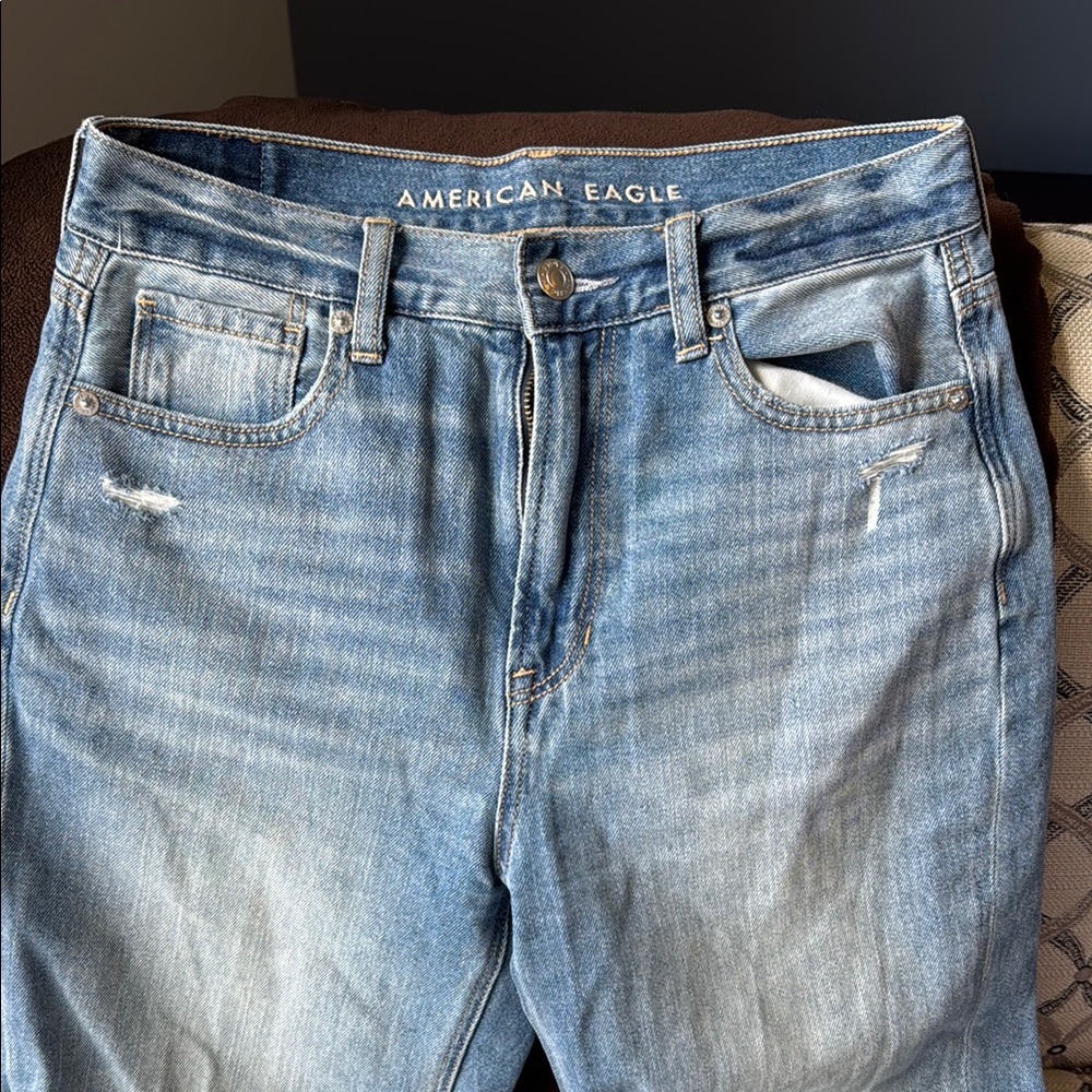 American Eagle Mom Jeans with Vintage Fade